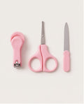 3-Piece Baby Nail Care Kit for Girls | Baby Nail Clipper, Safety Scissors & Nail File – Pink