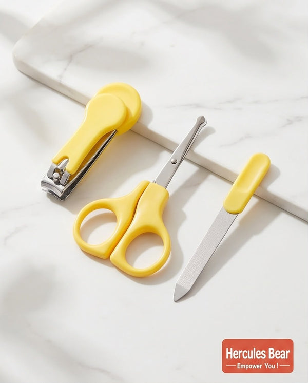 Sunshine Yellow 3-Piece Baby Nail Care Kit | Safe Baby Clipper, Rounded Safety Scissors & Nail File foNail r Newborns & Toddlers