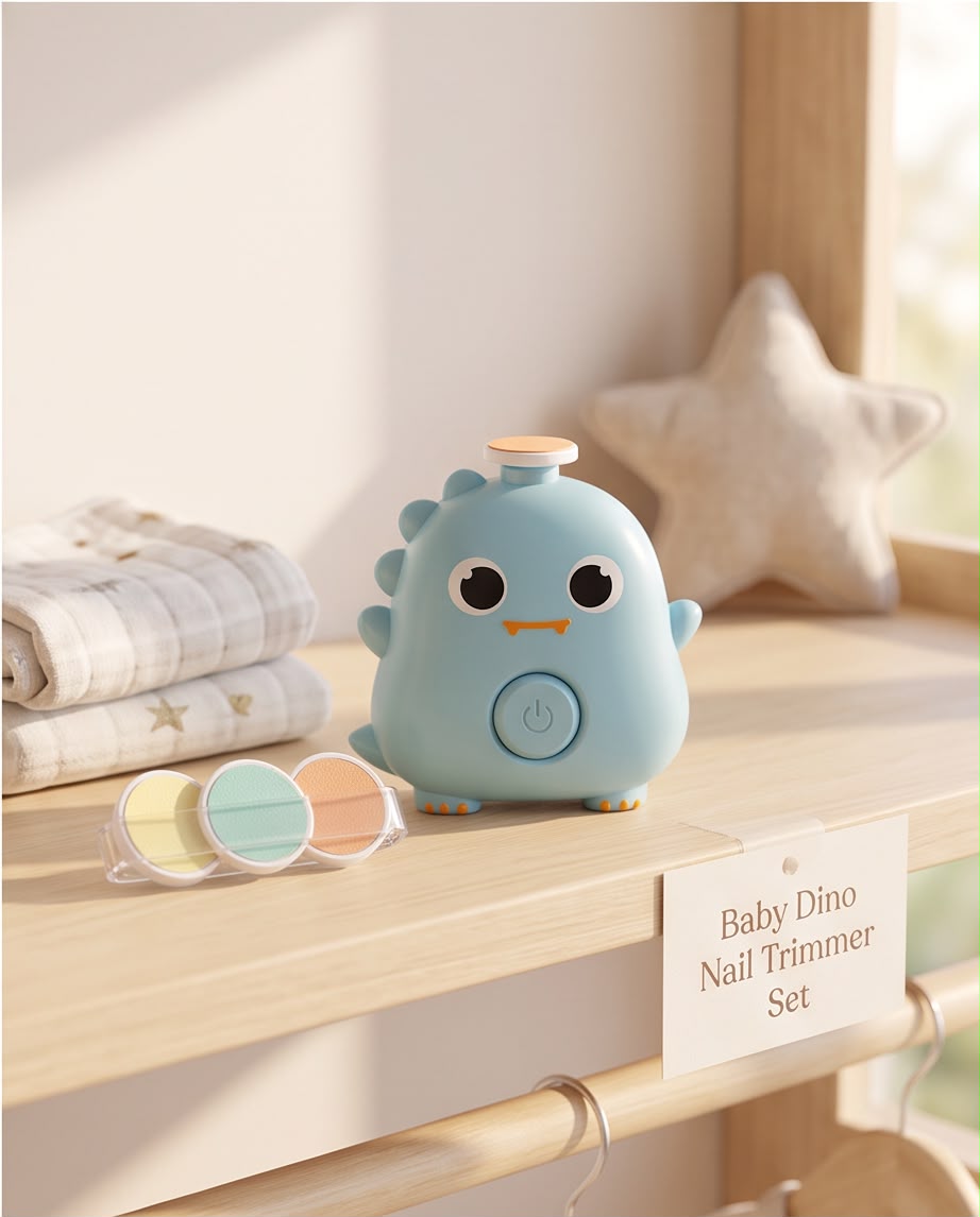 Dino Electric Baby Nail Trimmer | Battery-Operated Safe Nail File Kit for Newborns, Infants & Toddlers – Blue