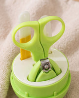 Premium 4-Piece Baby Nail Care Grooming Kit | Baby Nail Clipper, Safety Scissors, Tweezers & Nail File with Cute Green Travel Case