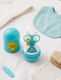 Ocean Blue 4-Piece Baby Nail Care Grooming Kit | Baby Nail Clipper, Safety Scissors, Tweezers & Nail File with Portable Travel Case