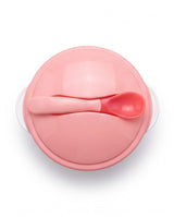 Baby Feeding Bowl with Spoon & Lid | BPA-Free Toddler Feeding Set | Non-Slip Suction Base | Pink & White