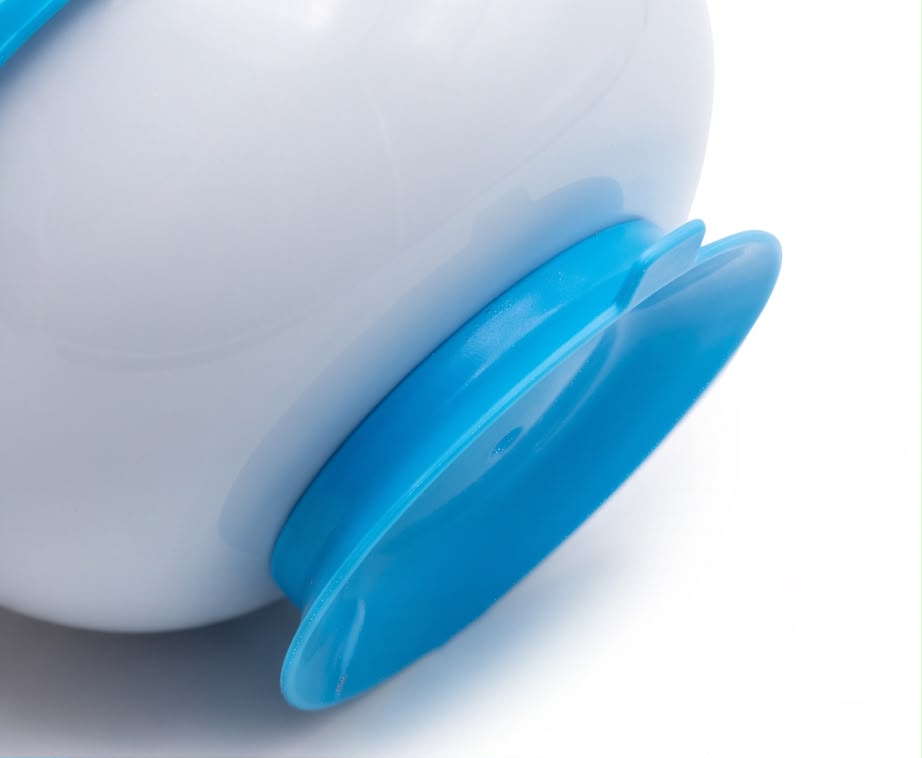 Baby Feeding Bowl with Lid & Spoon | BPA-Free Suction Bowl Set for Babies & Toddlers | Blue & White