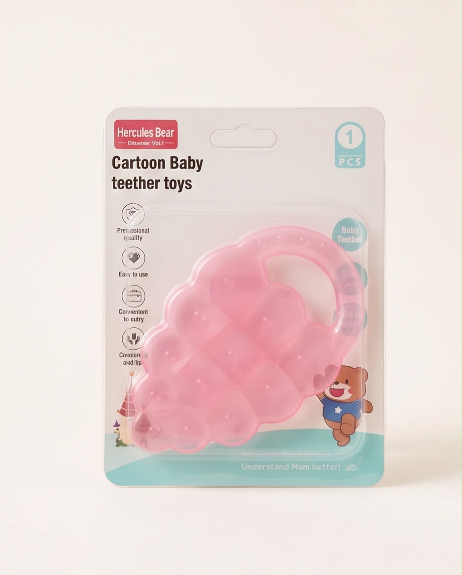 Baby Grape Water-Filled Cooling Teether – BPA-Free Infant Teething Toy (Pink)