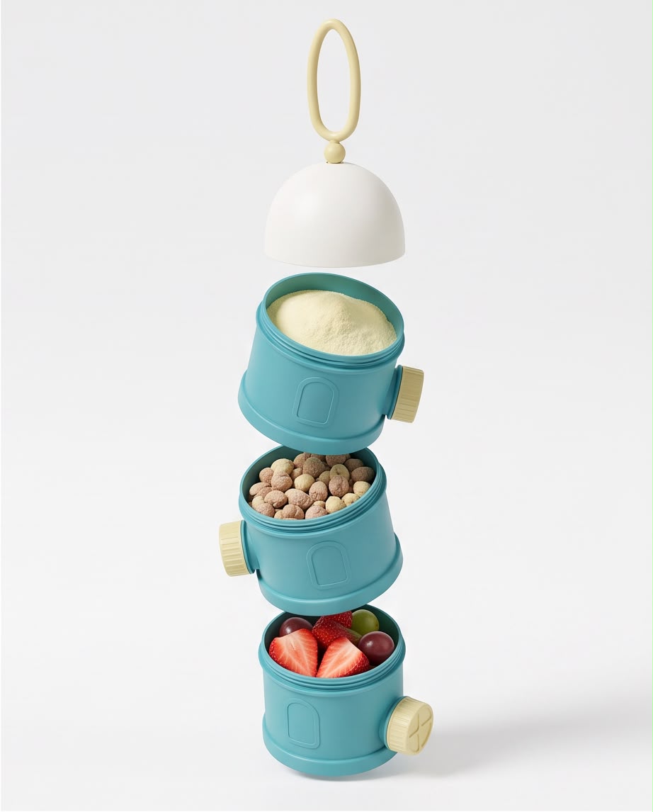 3-Layer Baby Formula & Snack Storage Container – Multi-Purpose Food Dispenser with Easy-Grip Carry Handle