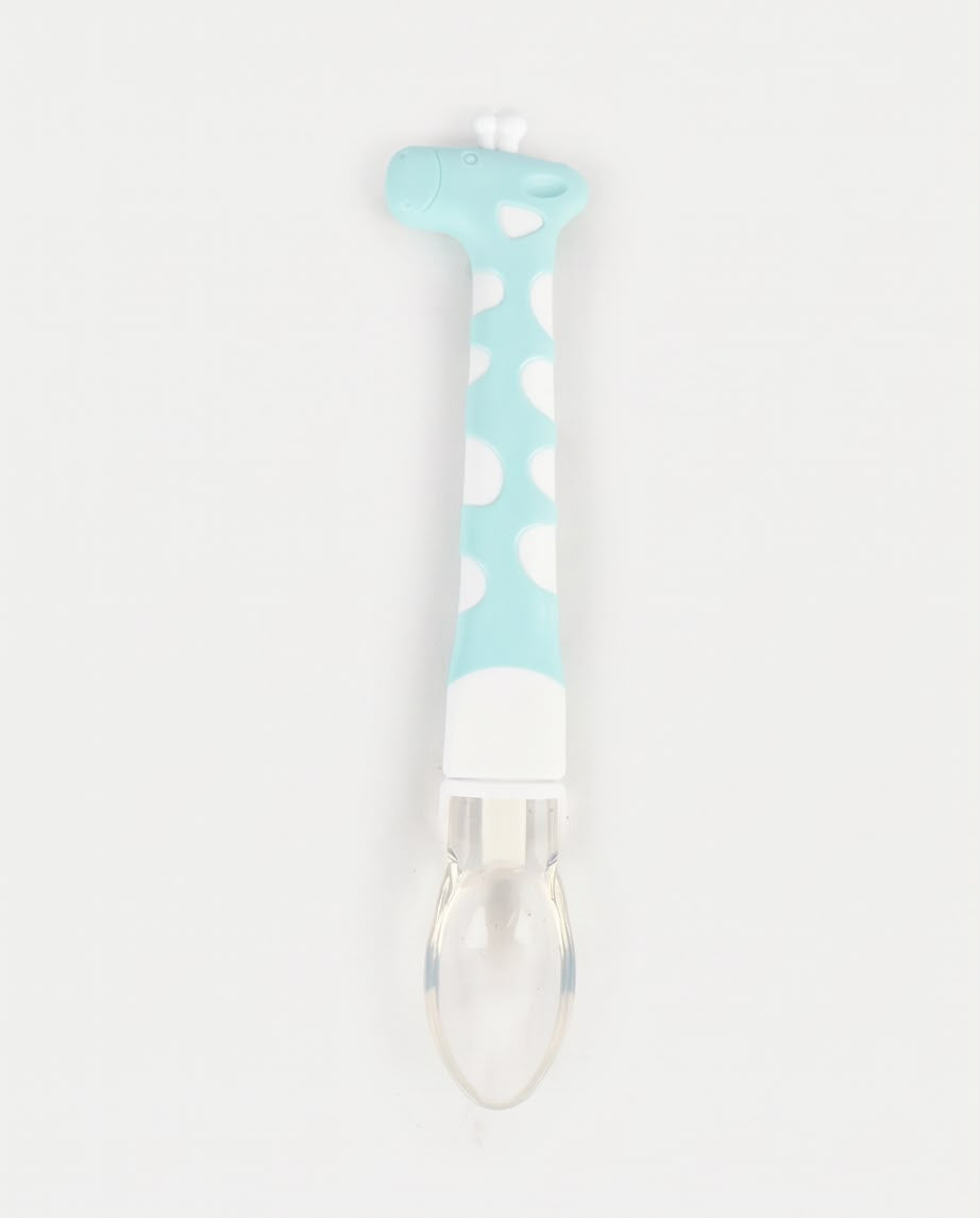 Hercules Bear Baby Silicone Feeding Spoon – Soft BPA-Free Infant Training Spoon (blue)