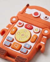Robot Shape Silicone Baby Teether Toy – BPA-Free Soft Teething Toy for Infants & Toddlers (Orange)
