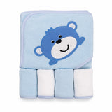 Blue & White Premium Baby Hooded Bath Towel Set with 4 Soft Face Towels – Ultra Soft & Absorbent (5 Pieces)