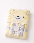 Sunnozy Baby Hooded Towel & Washcloth Gift Set – Ultra Soft Cotton Bath Towel for Newborns & Infants (Yellow Bear Design)