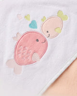 5-Piece Baby Hooded Bath Towel & Washcloth Set – Cute Fish Design | Ultra Soft & Absorbent Cotton for Newborns