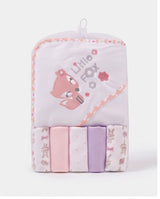 5-Piece Baby Hooded Bath Towel & Washcloth Gift Set – Pink Fox Design | Ultra Soft Cotton for Newborns