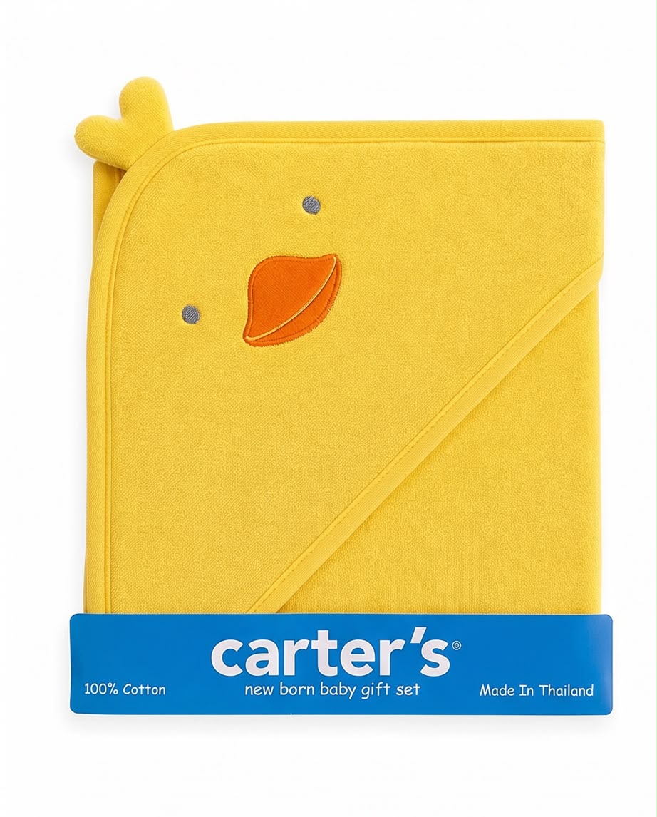 Carter’s 100% Cotton Hooded Baby Bath Towel| Soft & Absorbent Newborn Towel | Made in Thailand