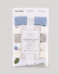 Fanss Baby 6-Piece Baby Washcloth Set – Ultra Soft & Absorbent Cotton Face Towels | Blue & Grey