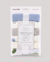Fanss Baby 6-Piece Baby Washcloth Set – Ultra Soft & Absorbent Cotton Face Towels | Blue & Grey