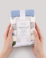 Fanss Baby 6-Piece Baby Washcloth Set – Ultra Soft & Absorbent Cotton Face Towels | Blue & Grey