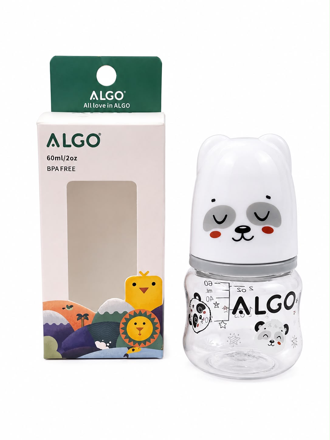 ALGO 60ml/2oz BPA-Free Baby Feeding Bottle