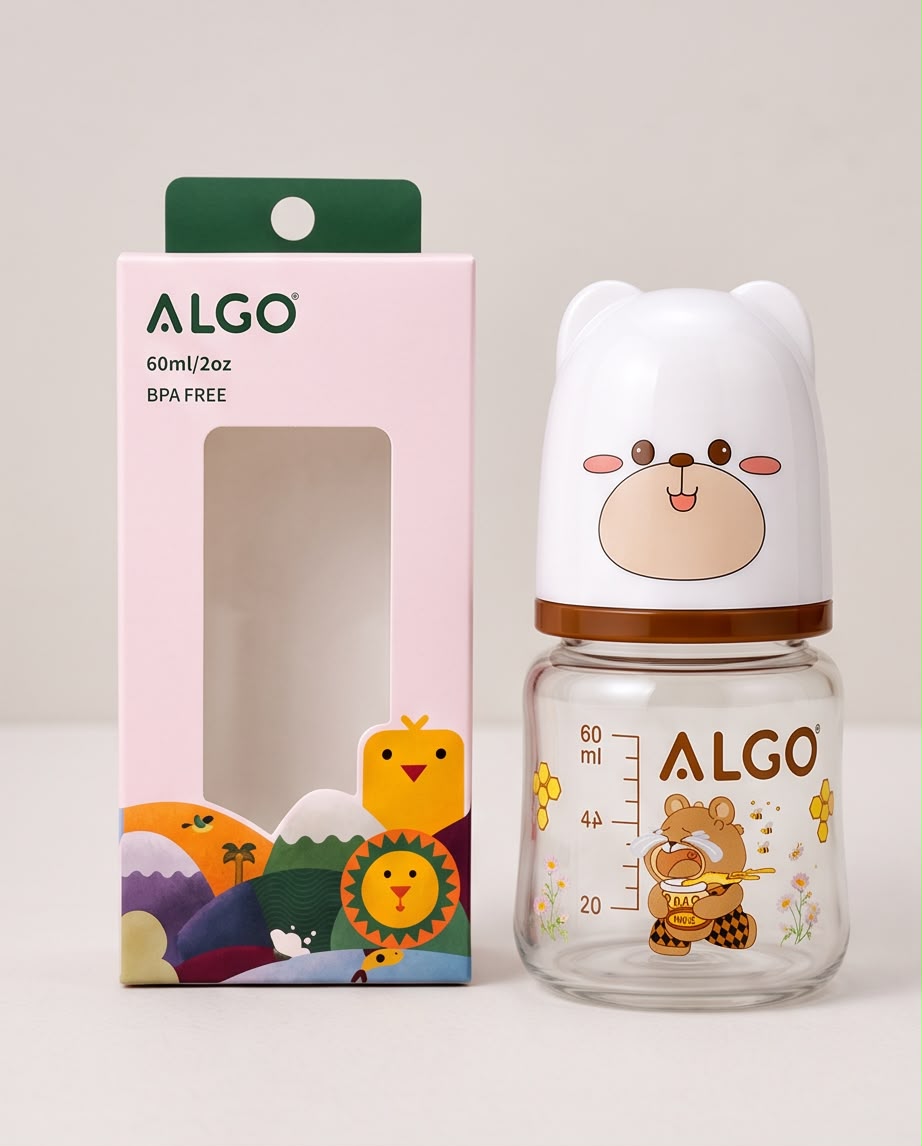 ALGO Honey Bear Baby Feeding Bottle – 60ml / 2oz