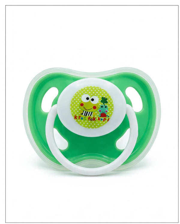 Green & White Cartoon Baby Pacifier – Soft Soothing Teat