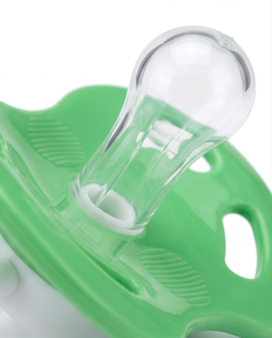 Green & White Cartoon Baby Pacifier – Soft Soothing Teat