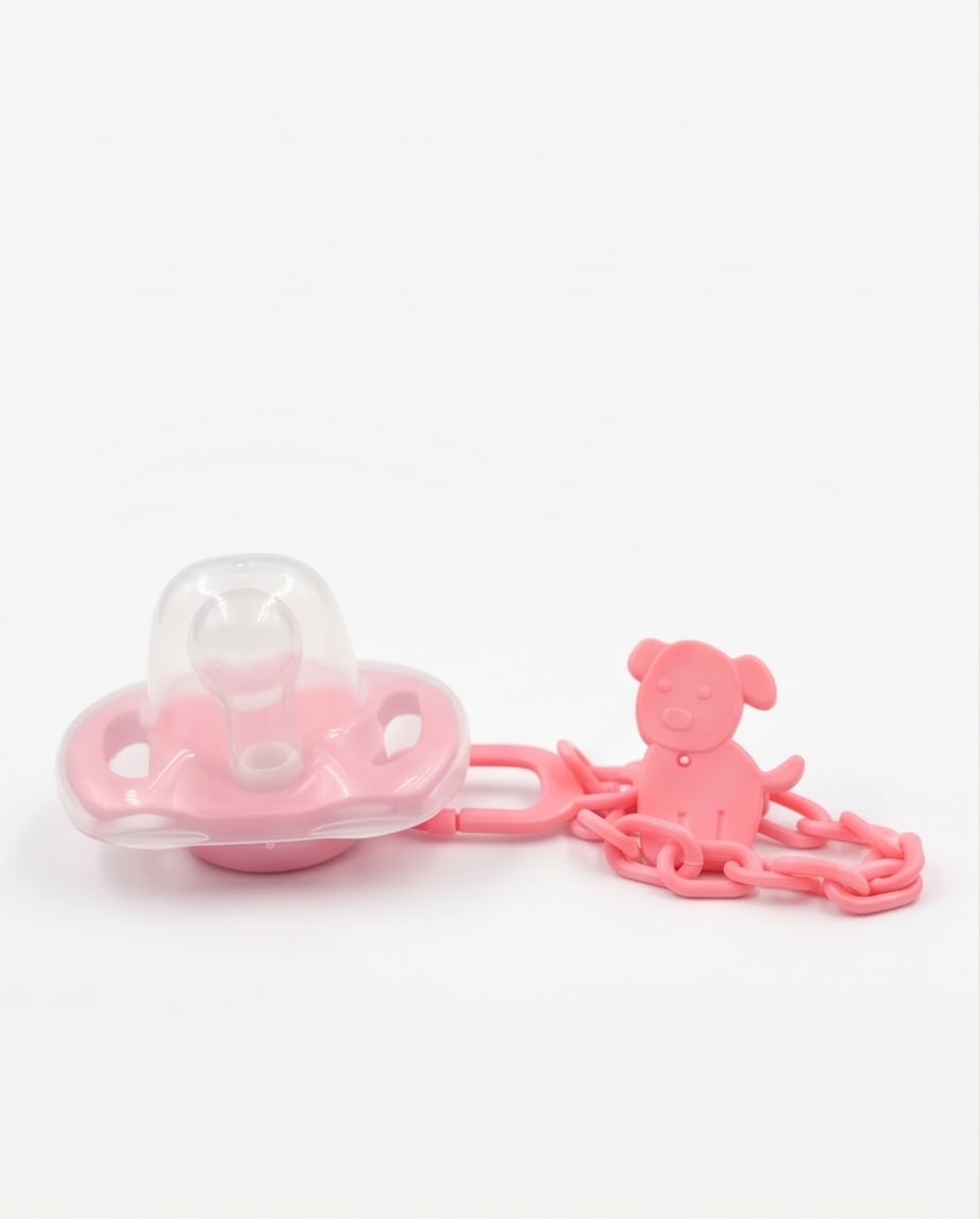 Pink Baby Pacifier & Dummy Chain Set – 2 Piece