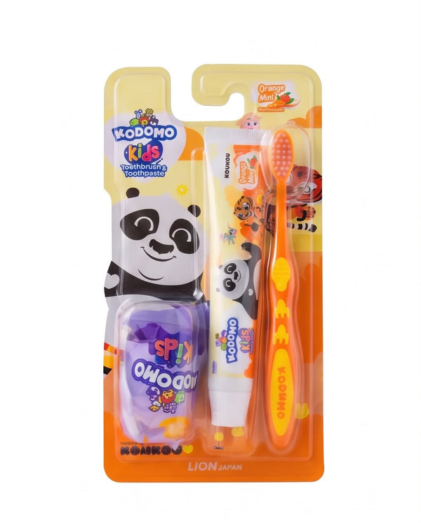 KODOMO Kids Toothbrush & Toothpaste Set with Mini Gift