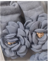 Baby Girl Grey Flower Socks & Headband Set – 2 Piece