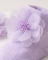 Baby Girl Lavender Flower Socks & Headband Set – 2 Piece