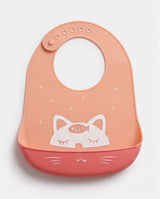 Cute Silicone Baby Feeding Bib with Food Catcher Pocket