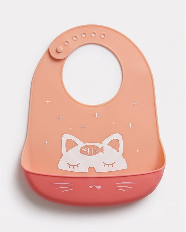 Cute Silicone Baby Feeding Bib with Food Catcher Pocket
