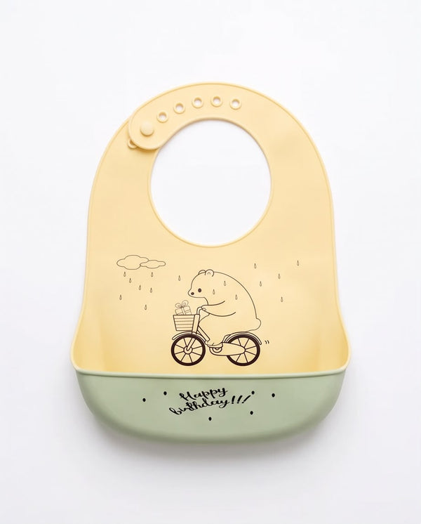 Cute Silicone Baby Feeding Bib with Food Catcher Pocket