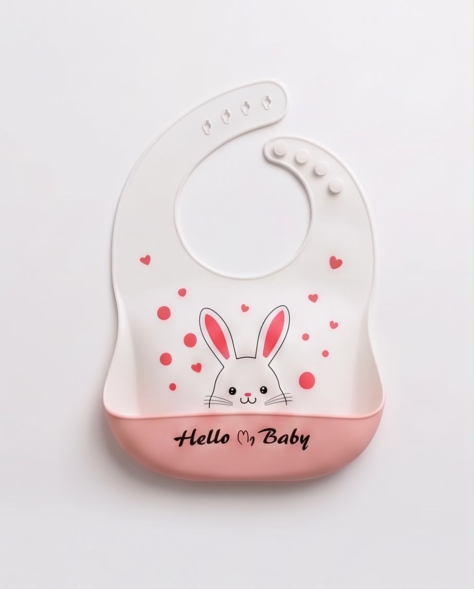 Cute Silicone Baby Feeding Bib with Food Catcher Pocket