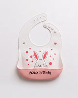 Cute Silicone Baby Feeding Bib with Food Catcher Pocket
