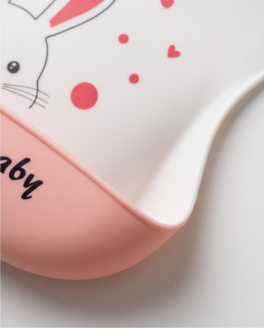 Cute Silicone Baby Feeding Bib with Food Catcher Pocket
