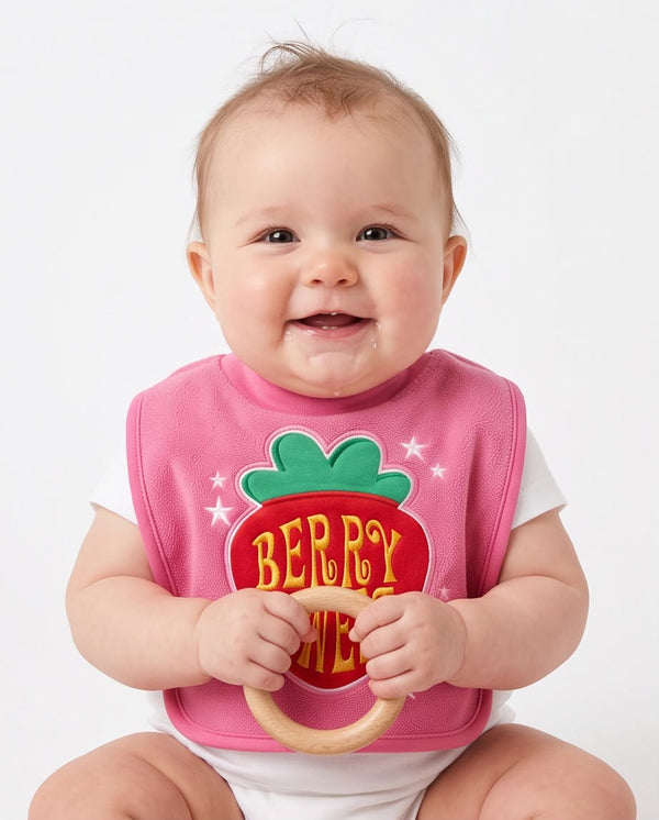 Baby Girl Strawberry Print Bib – Soft & Comfortable Feeding Bib