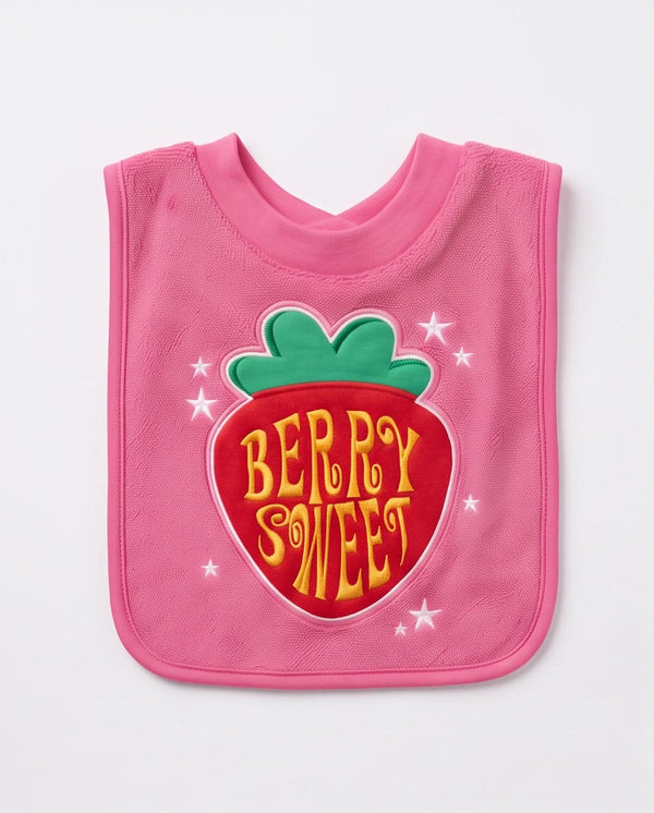 Baby Girl Strawberry Print Bib – Soft & Comfortable Feeding Bib