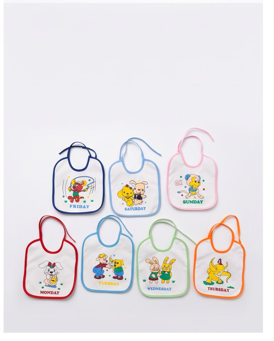 7 Days Baby Bibs All-in-One Pack – Cute Cartoon Designs