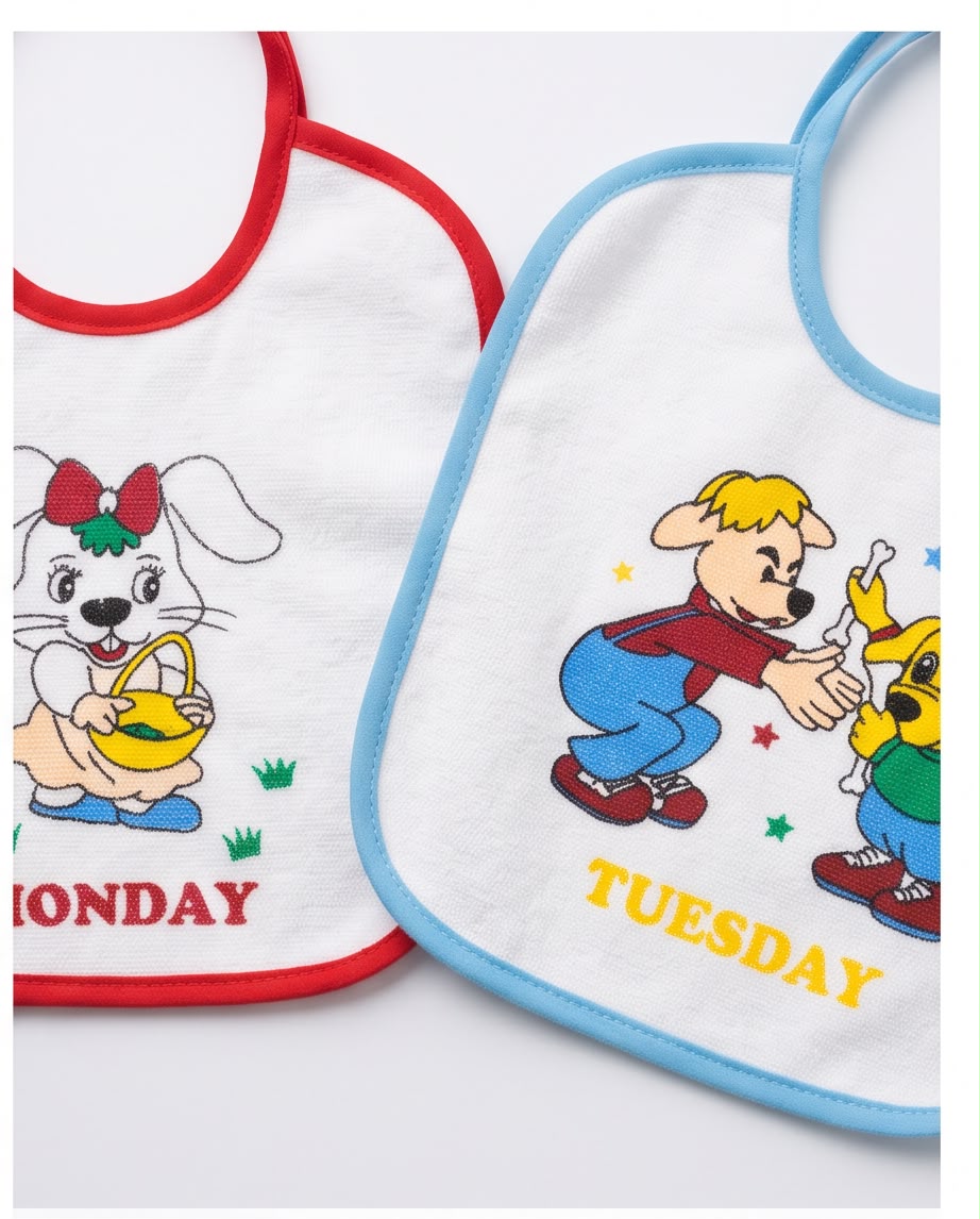 7 Days Baby Bibs All-in-One Pack – Cute Cartoon Designs