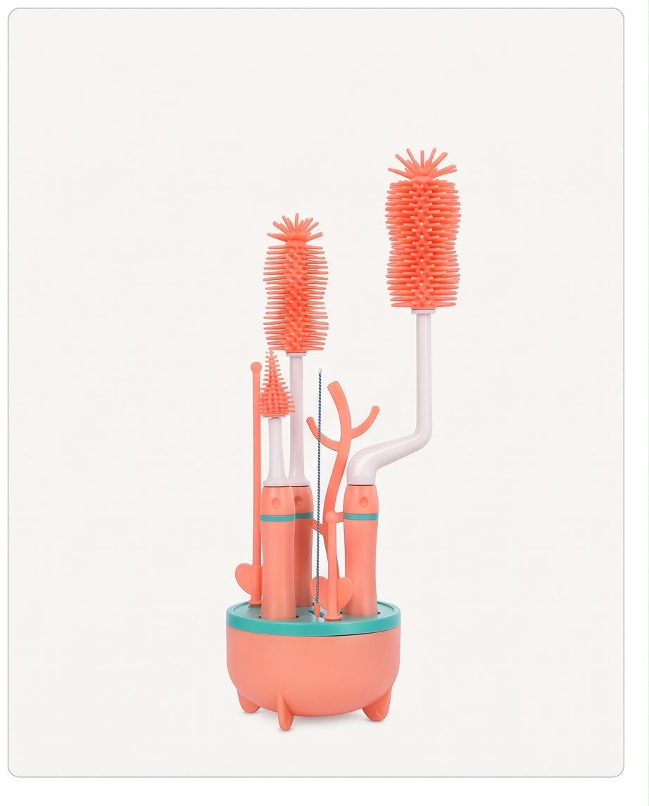 9-in-1 Baby Bottle Cleaning Brush Set with Storage Holder