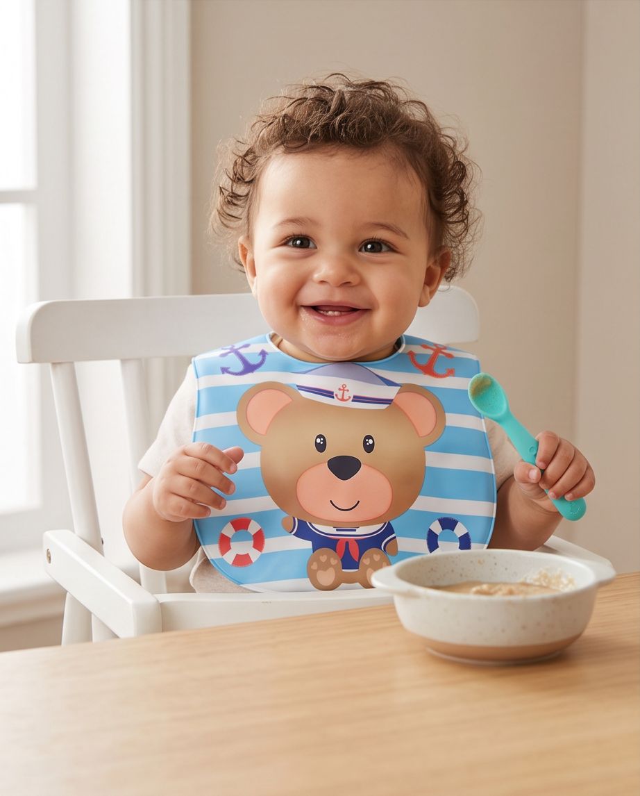 Portable Reusable Baby Bibs – Waterproof Plastic Front, Easy Clean