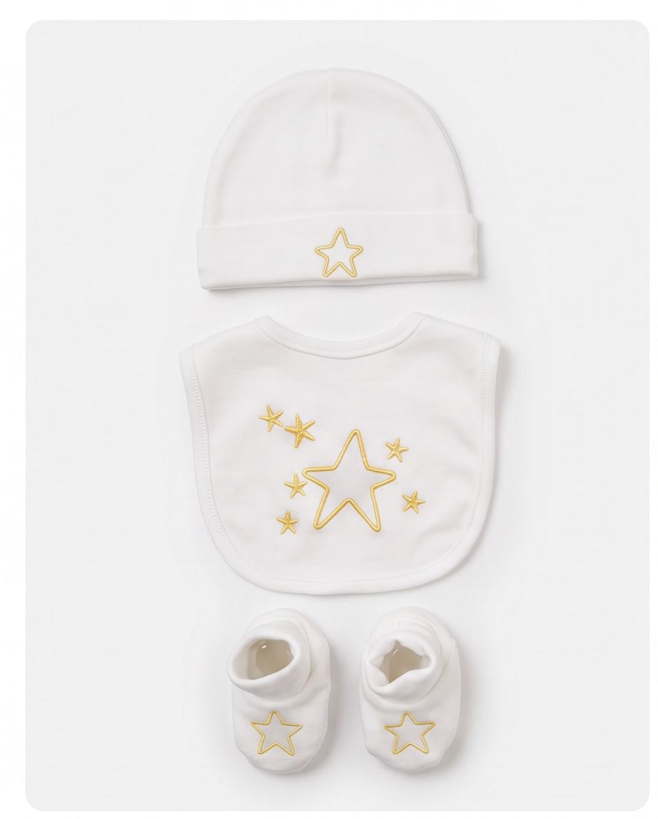 Newborn Star Embroidered 3-Piece Gift Set