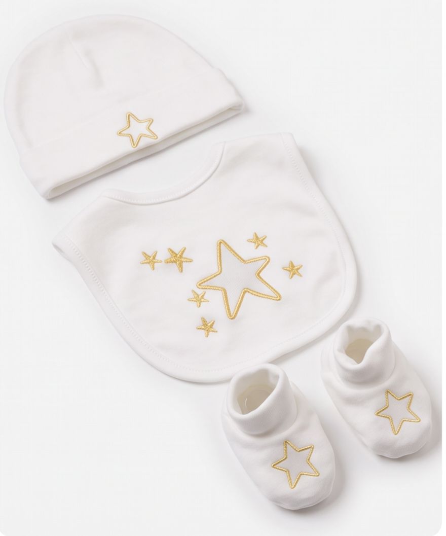 Newborn Star Embroidered 3-Piece Gift Set