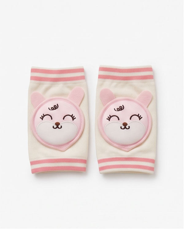 Cute Cat Animal Character Baby Knee Pads – Pink & White Striped Knee Protectors