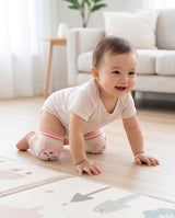 Cute Cat Animal Character Baby Knee Pads – Pink & White Striped Knee Protectors
