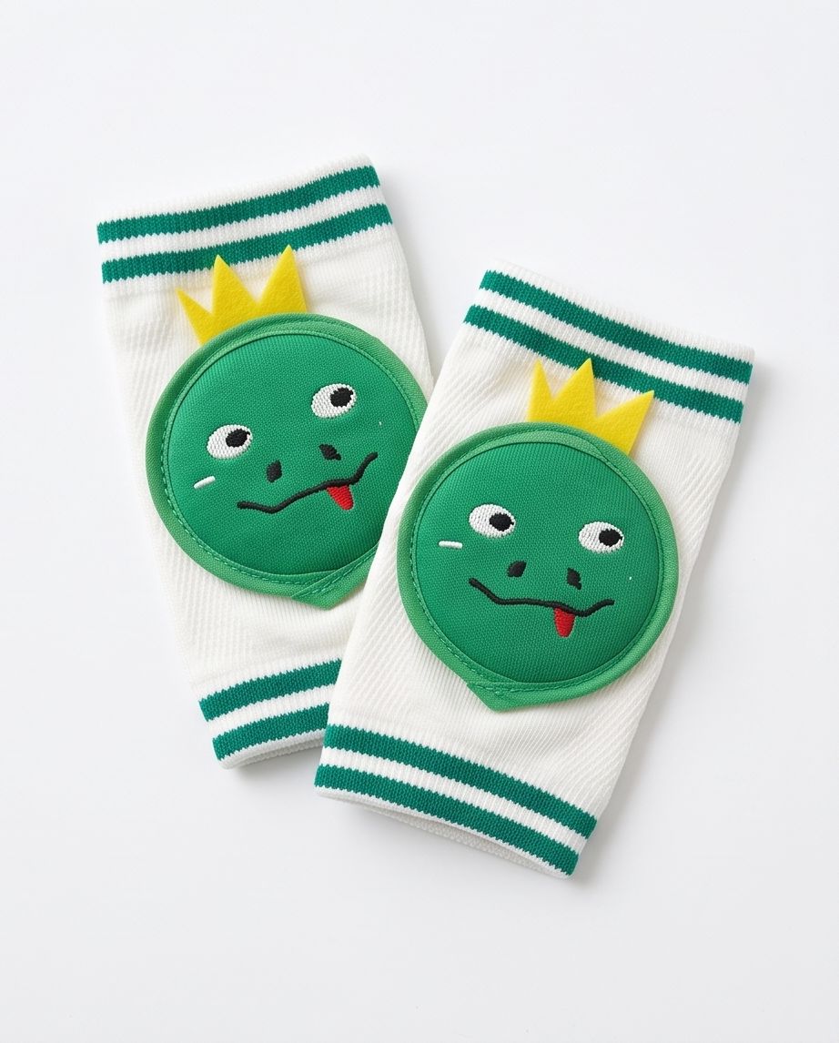 Kids Frog Character Knee Pads – Green & White Protective Knee Pads