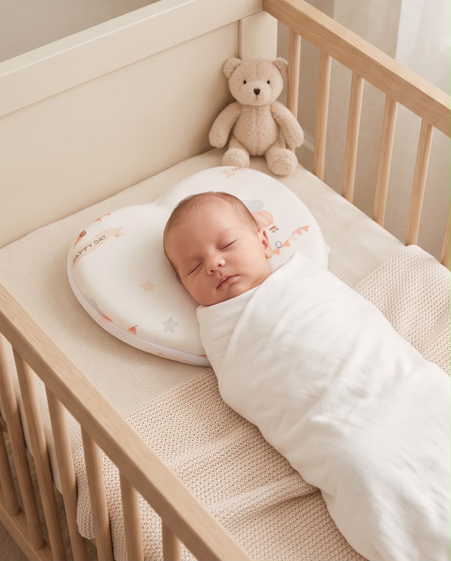 Imported Thai Heart-Shaped Baby Pillow – Premium Soft Head Support Pillow