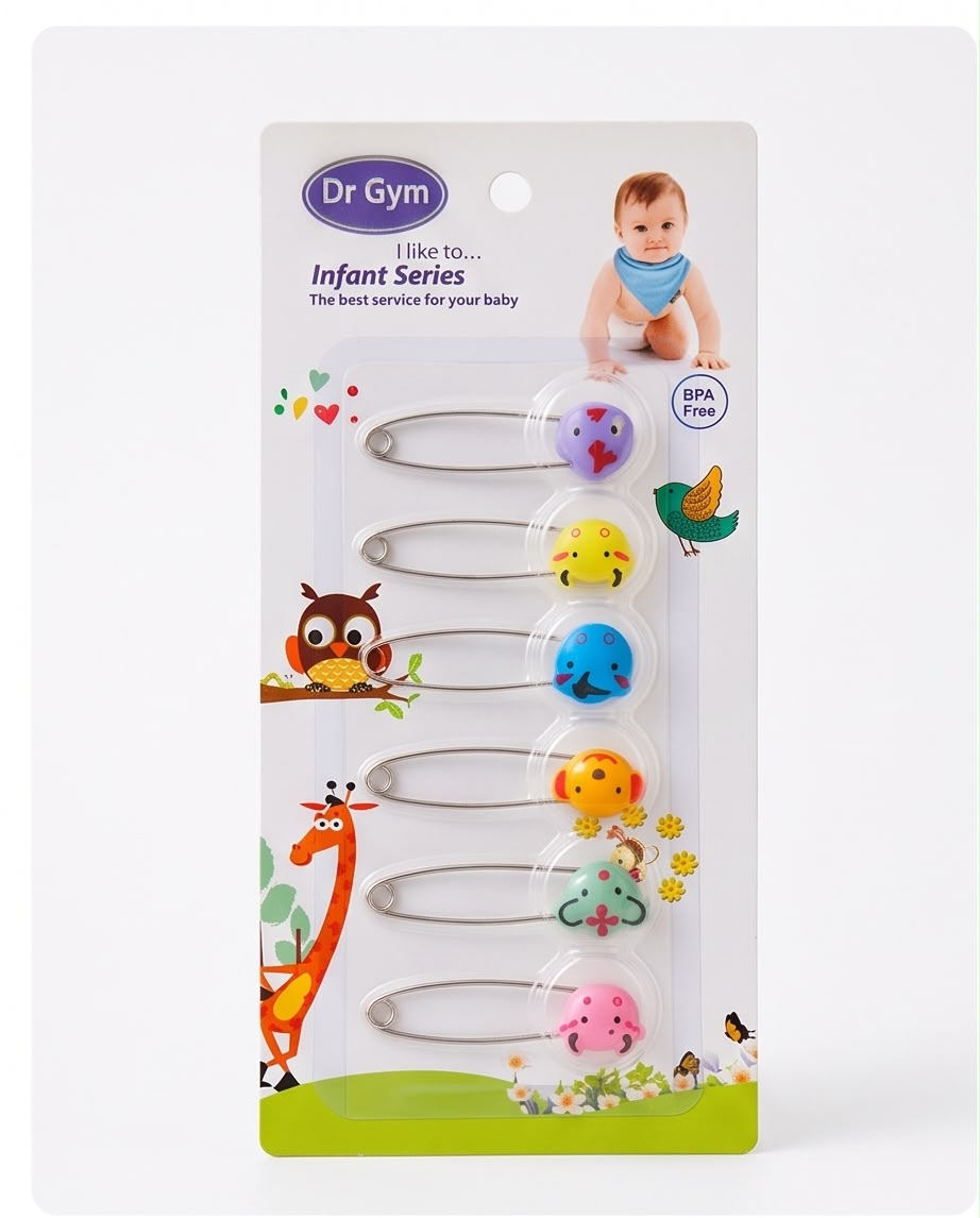 Dr Gym Infant Series Baby Safety Pins – 6 Piece Set