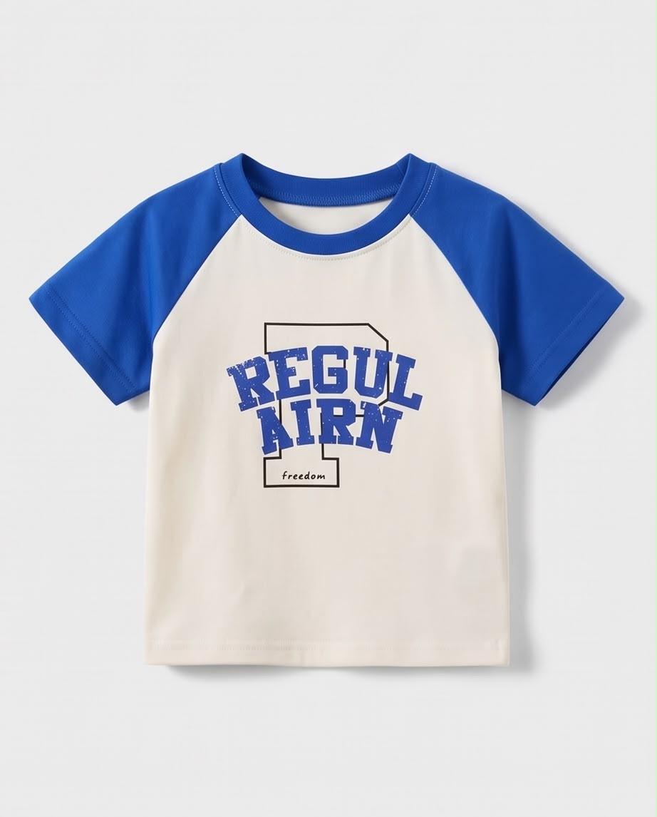 Boys Cotton T-Shirt – Blue & White Printed Tee