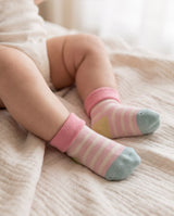 Baby Soft Cotton Socks – 2 Pair Set | Cute Pink & Cream Design