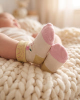 Baby Soft Cotton Socks – 2 Pair Set | Cute Pink & Cream Design