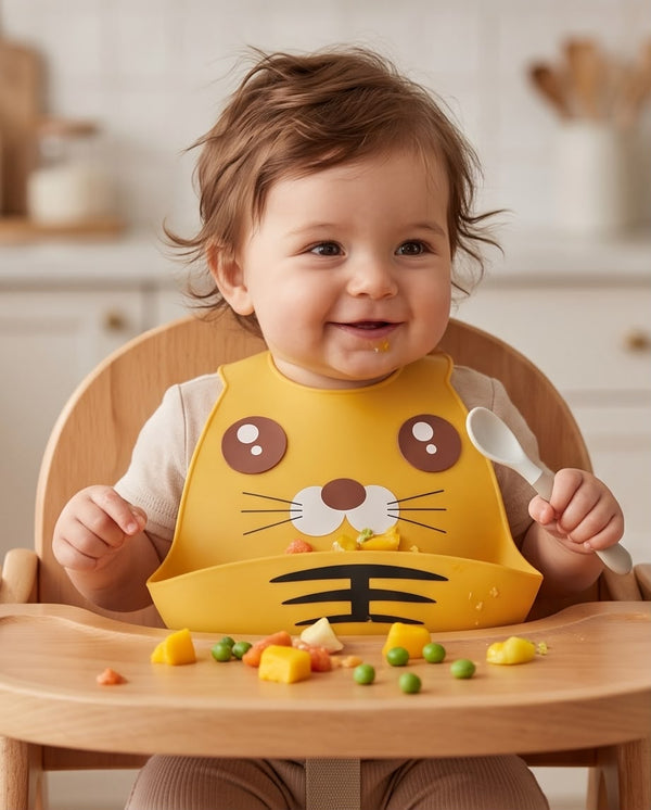 Cute Tiger Silicone Baby Bib – Adjustable Waterproof Feeding Bib